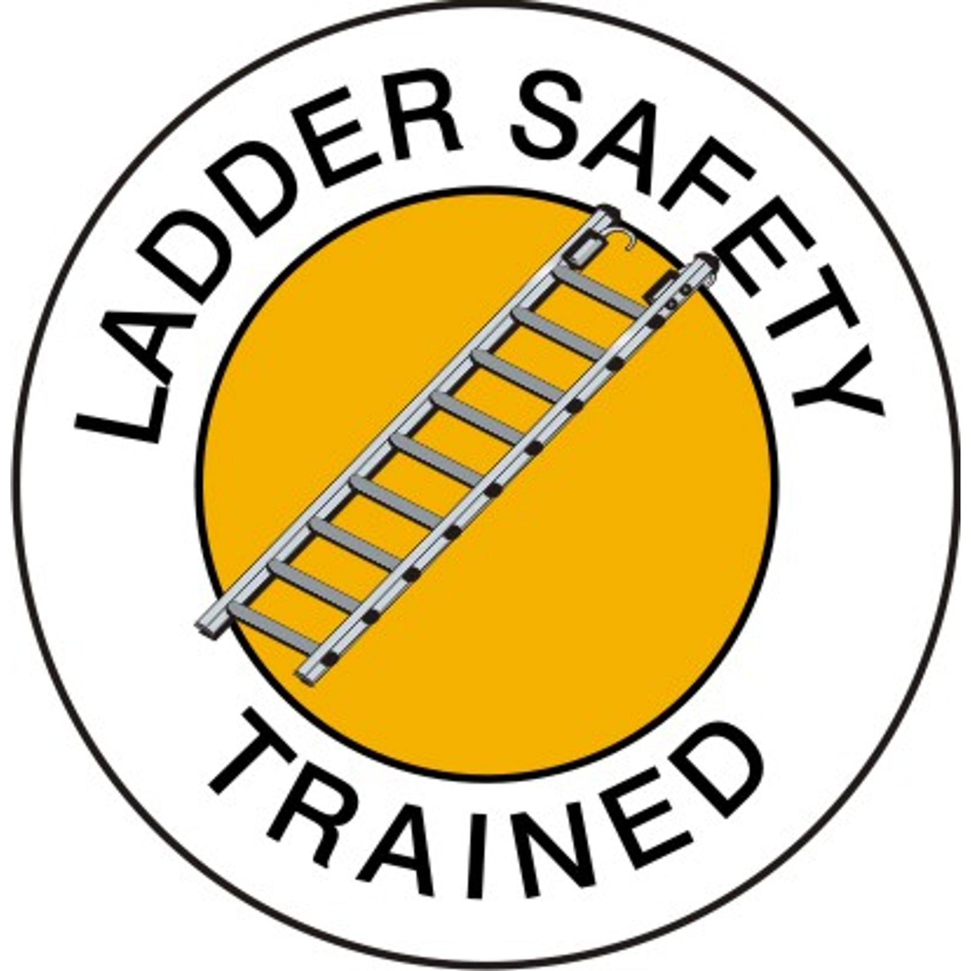 LADDER SAFETY TRAINED PICTO  - HELMET / HARD HAT MARKERS - LADDER SAFETY TRAINED PICTO  - HELMET / HARD HAT MARKERS, 2x2, Reflective Adhesive Vinyl