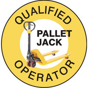 QUALIFIED PALLET JACK OPERATOR PICTO  - HELMET / HARD HAT MARKERS - QUALIFIED PALLET JACK OPERATOR PICTO  - HELMET / HARD HAT MARKERS, 2x2, Reflective Adhesive Vinyl
