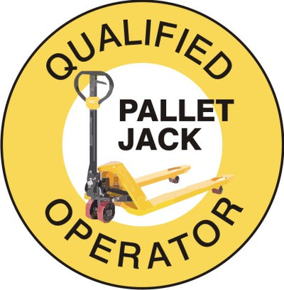 QUALIFIED PALLET JACK OPERATOR PICTO - HELMET / HARD HAT MARKERS