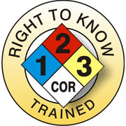 RIGHT TO KNOW TRAINED NFPA PICTO - HELMET / HARD HAT MARKERS - RIGHT TO KNOW TRAINED NFPA PICTO - HELMET / HARD HAT MARKERS, 2x2, Reflective Adhesive Vinyl