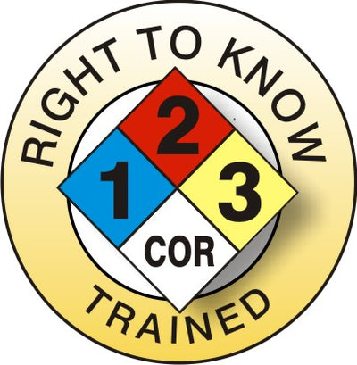 RIGHT TO KNOW TRAINED NFPA PICTO - HELMET / HARD HAT MARKERS