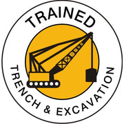 TRAINED TRENCH EXCAVATION PICTO  - HELMET / HARD HAT MARKERS - TRAINED TRENCH EXCAVATION PICTO  - HELMET / HARD HAT MARKERS, 2x2, Reflective Adhesive Vinyl