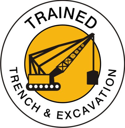 TRAINED TRENCH EXCAVATION PICTO - HELMET / HARD HAT MARKERS