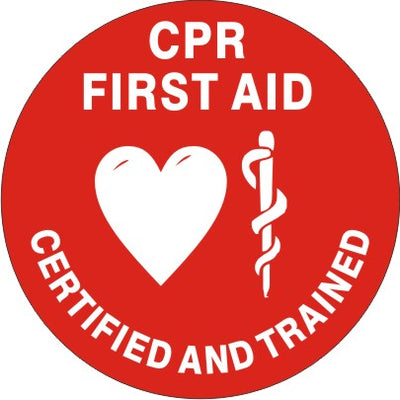 CPR FIRST AID CERTIFIED AND TRAINED PICTO - HELMET / HARD HAT MARKERS