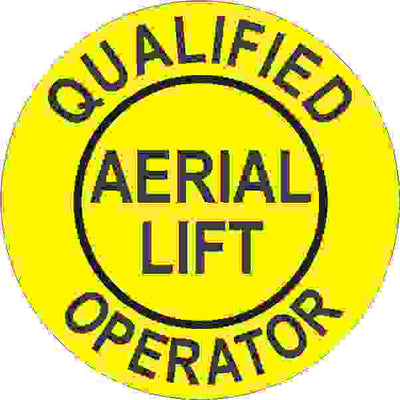 QUALIFIED AERIAL LIFT OPERATOR - HELMET / HARD HAT MARKERS