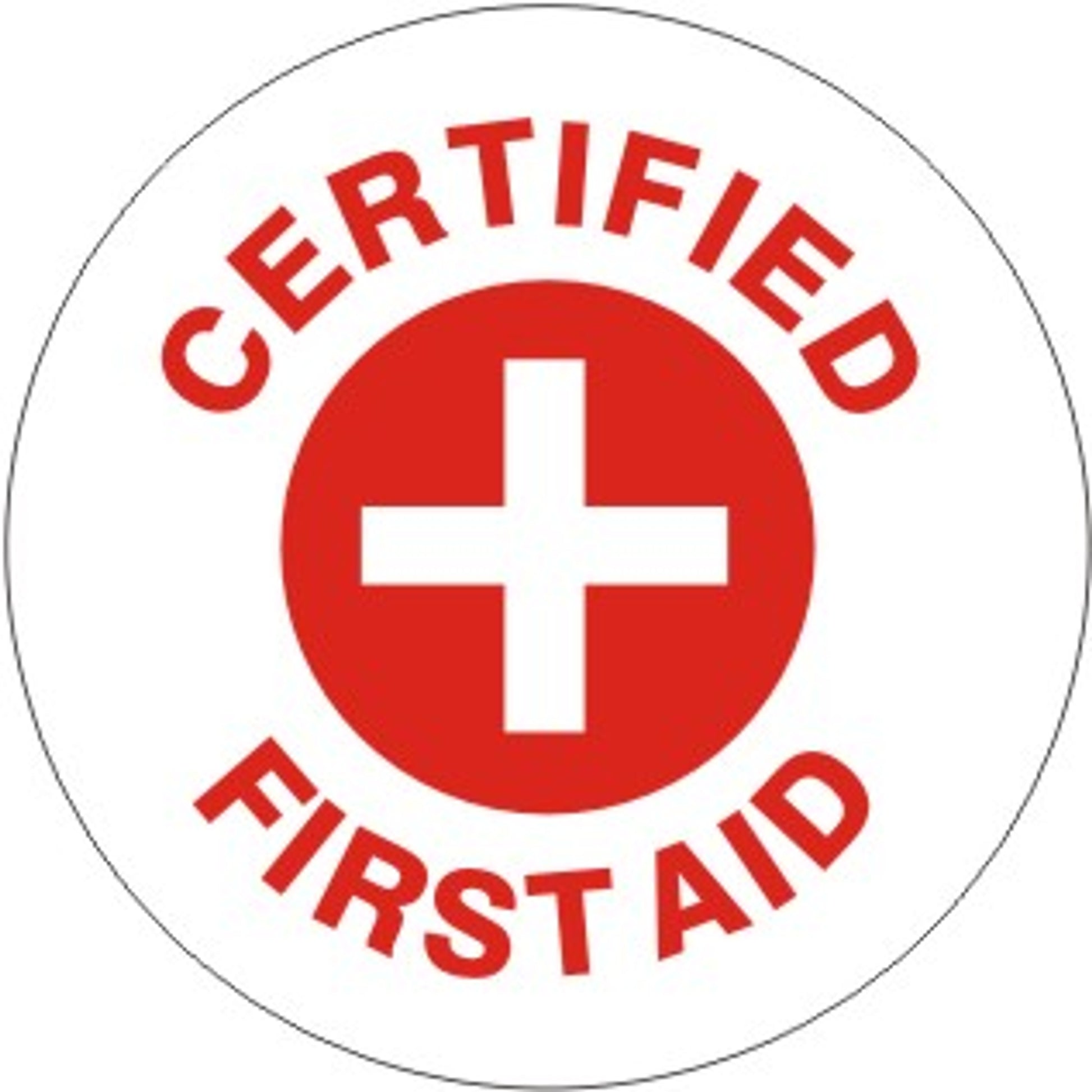 CERTIFIED FIRST AID WITH CROSS - HELMET / HARD HAT MARKERS - CERTIFIED FIRST AID WITH CROSS - HELMET / HARD HAT MARKERS, 2x2, Reflective Adhesive Vinyl