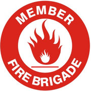 MEMBER FIRE BRIGADE  RED/WHT FLAME PICTO - HELMET / HARD HAT MARKERS - MEMBER FIRE BRIGADE  RED/WHT FLAME PICTO - HELMET / HARD HAT MARKERS, 2x2, Reflective Adhesive Vinyl