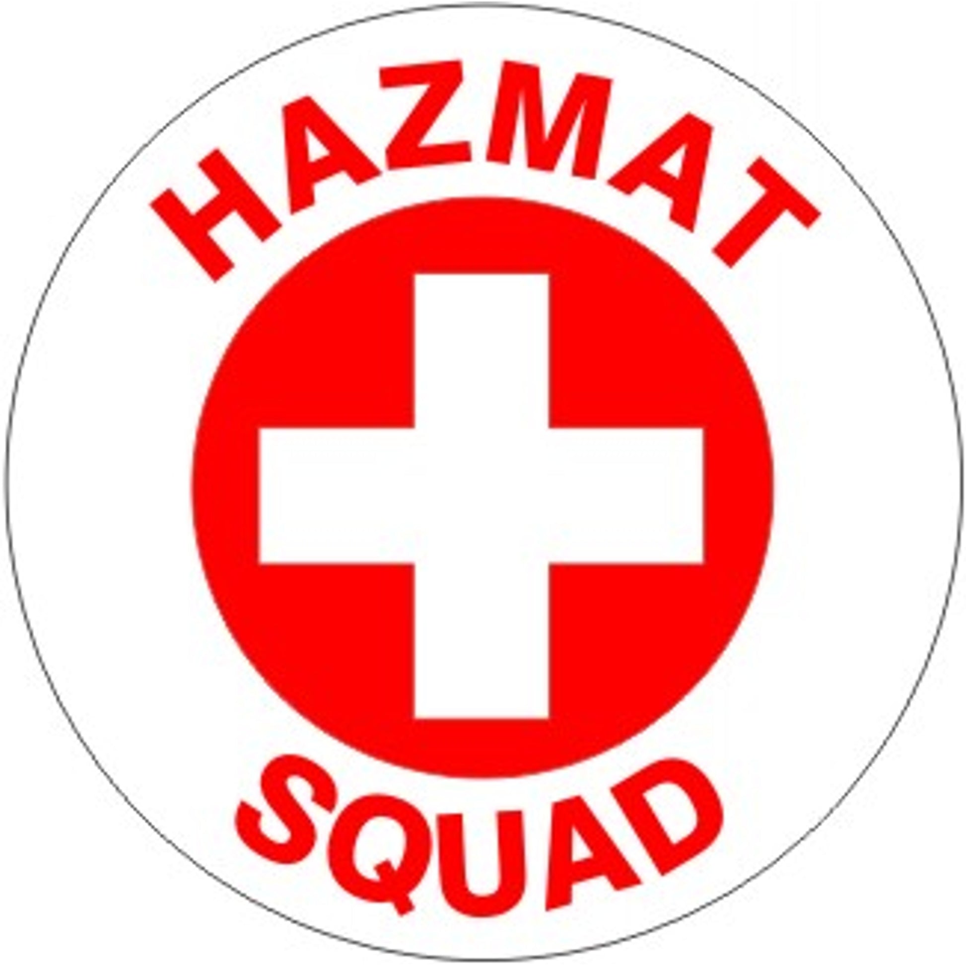HAZMAT SQUAD WITH  WHT/RED CIRCLE CROSS - HELMET / HARD HAT MARKERS - HAZMAT SQUAD WITH  WHT/RED CIRCLE CROSS - HELMET / HARD HAT MARKERS, 2x2, Reflective Adhesive Vinyl