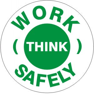 WORK SAFELY THINK WHT/GRN CIRCLE - HELMET / HARD HAT MARKERS