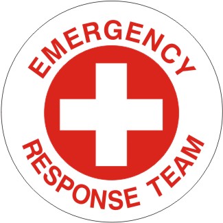 EMERGENCY RESPONSE TEAM WITH WHT/RED CROSS IN CIRCLE - HELMET / HARD HAT MARKERS