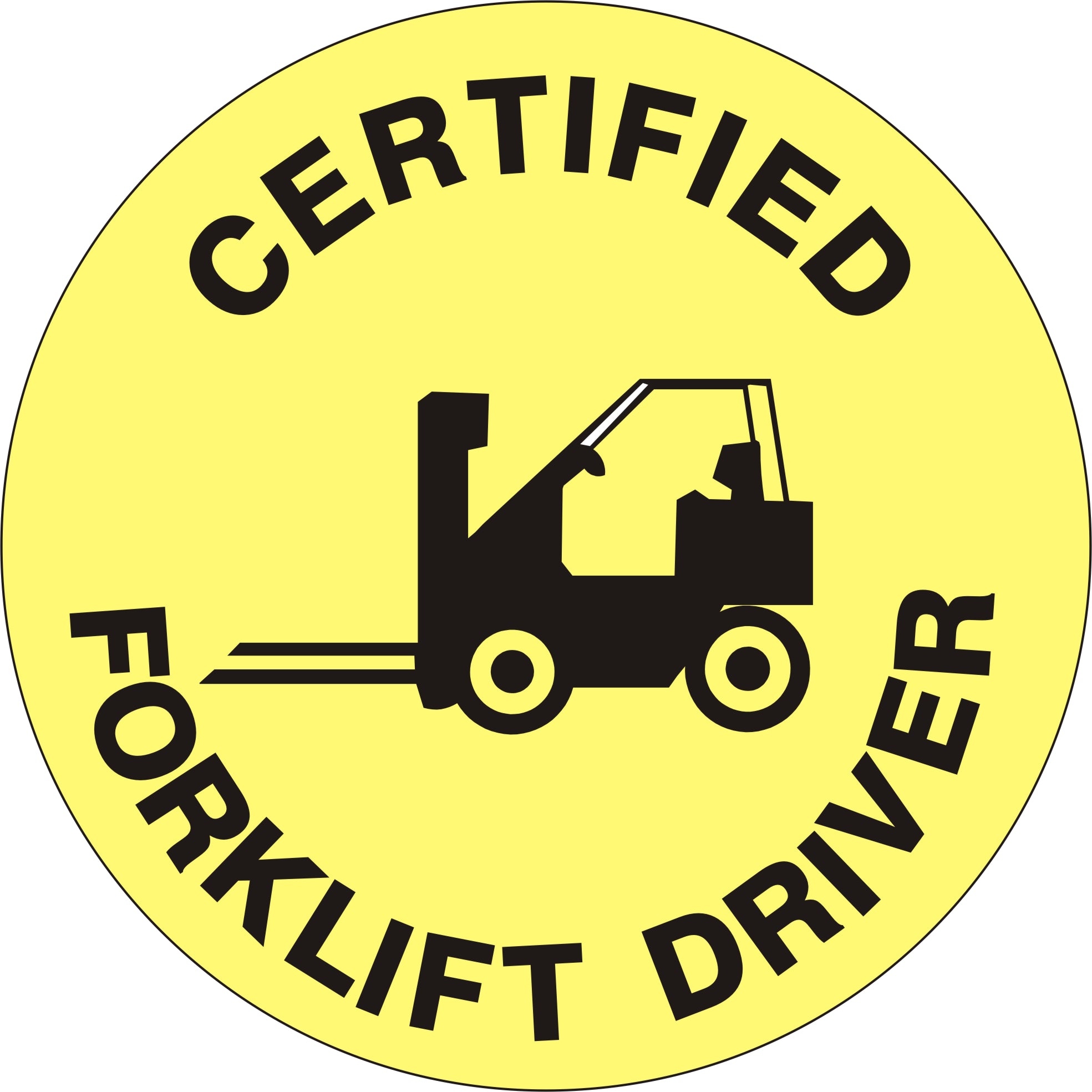 CERTIFIED FORKLIFT DRIVER WITH FORKLIFT PICTO - HELMET / HARD HAT MARKERS - CERTIFIED FORKLIFT DRIVER WITH FORKLIFT PICTO - HELMET / HARD HAT MARKERS, 2x2, Reflective Adhesive Vinyl