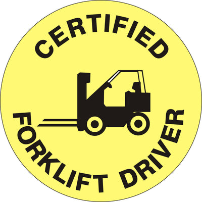 CERTIFIED FORKLIFT DRIVER WITH FORKLIFT PICTO - HELMET / HARD HAT MARKERS