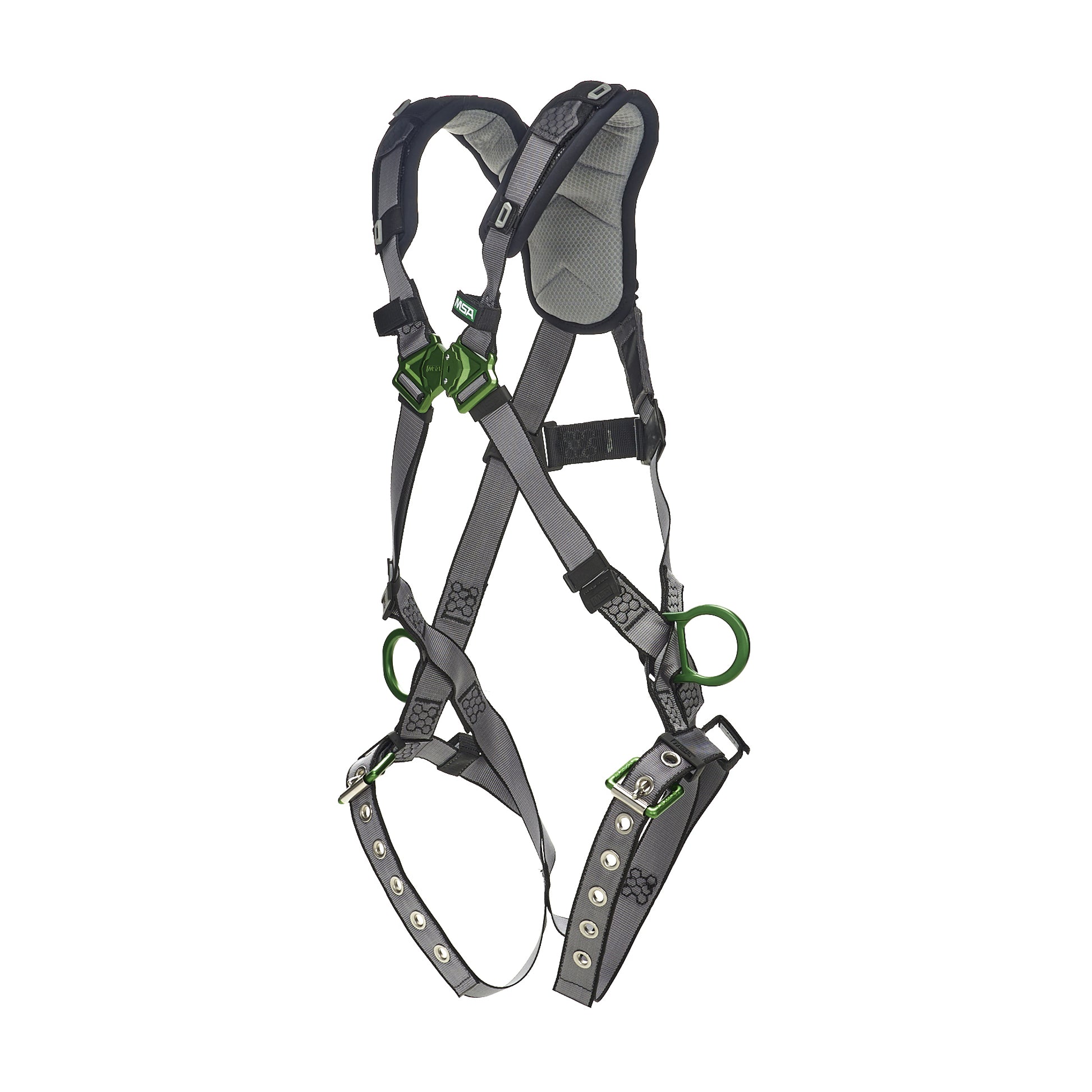MSA V-FIT Harness w/Back & Side D-Rings - Tongue Buckle Leg Straps - Shoulder Padding - Super Extra Large - 10194931