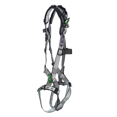 MSA V-FIT Harness w/Back, Front & Side D-Rings - Tongue Buckle Leg Straps - Shoulder Padding - Extra Small - 10194896