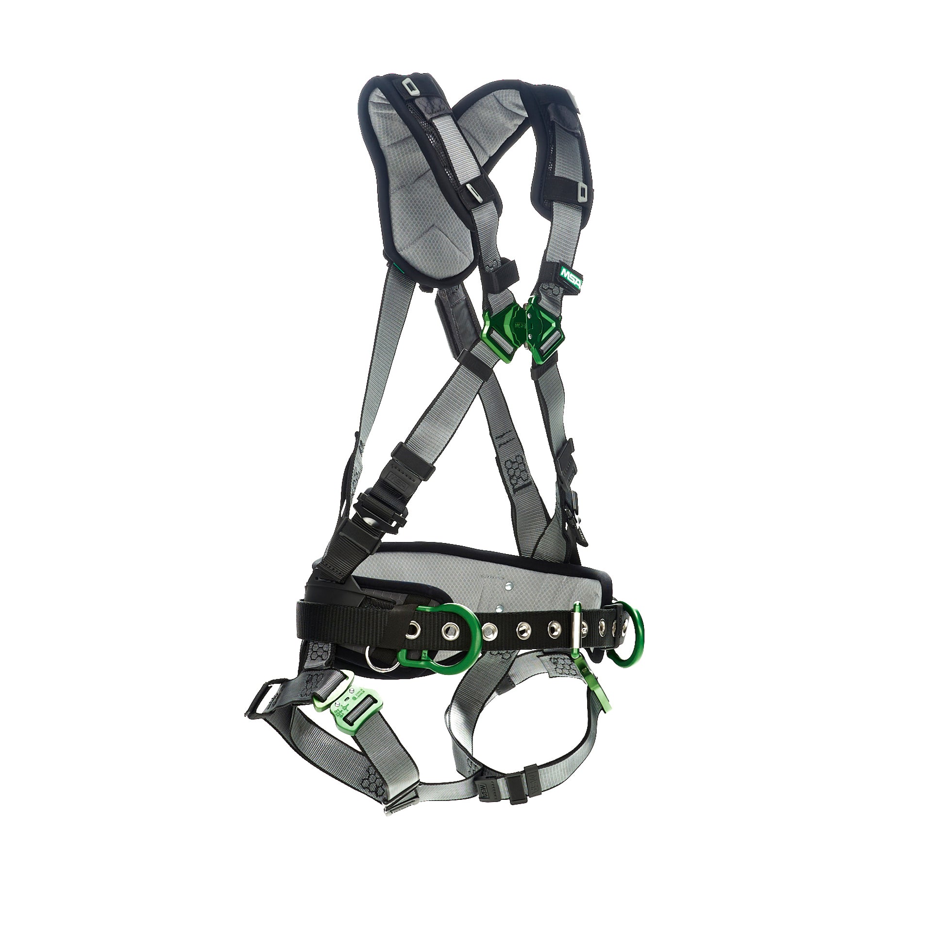 MSA V-FIT Construction Harness w/Back & Side D-Rings - Quick-Connect Leg Straps - Shoulder Padding - Extra Large - 10195135