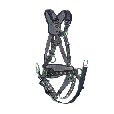 MSA V-FIT Derrick Harness w/Back, Front & Side D-Rings - Tongue Buckle Leg Straps - Shoulder Padding - Extra Large - 10195206