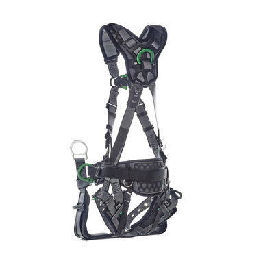 MSA V-FIT Tower Harness w/Back, Front & Side D-Rings - Tongue Buckle Leg and Belt Straps - Shoulder & Leg Padding - Extra Small - 10218041