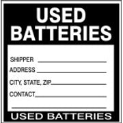 USED BATTERIES SHIPPER ADDRESS CITY STATE ZIP CONTACT USED BATTERIES - SHIPPING LABEL ROLL - USED BATTERIES SHIPPER ADDRESS CITY STATE ZIP CONTACT USED BATTERIES - SHIPPING LABEL ROLL, 6x6, Adhesive Vinyl