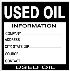 USED OIL INFORMATION COMPANY ADDRESS CITY STATE ZIP SOURCE CONTACT