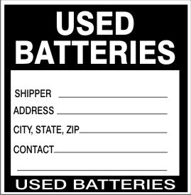 USED BATTERIES SHIPPER ADDRESS CITY STATE ZIP CONTACT USED BATTERIES
