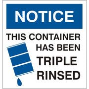 THIS CONTAINER HAS BEEN TRIPLE RINSED WITH BARREL - SHIPPING LABEL - THIS CONTAINER HAS BEEN TRIPLE RINSED WITH BARREL - SHIPPING LABEL, 6X6, Adhesive Vinyl