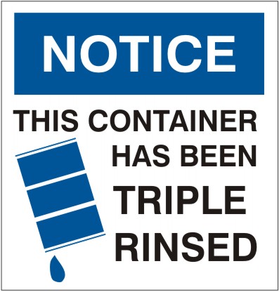 THIS CONTAINER HAS BEEN TRIPLE RINSED WITH BARREL - SHIPPING LABEL