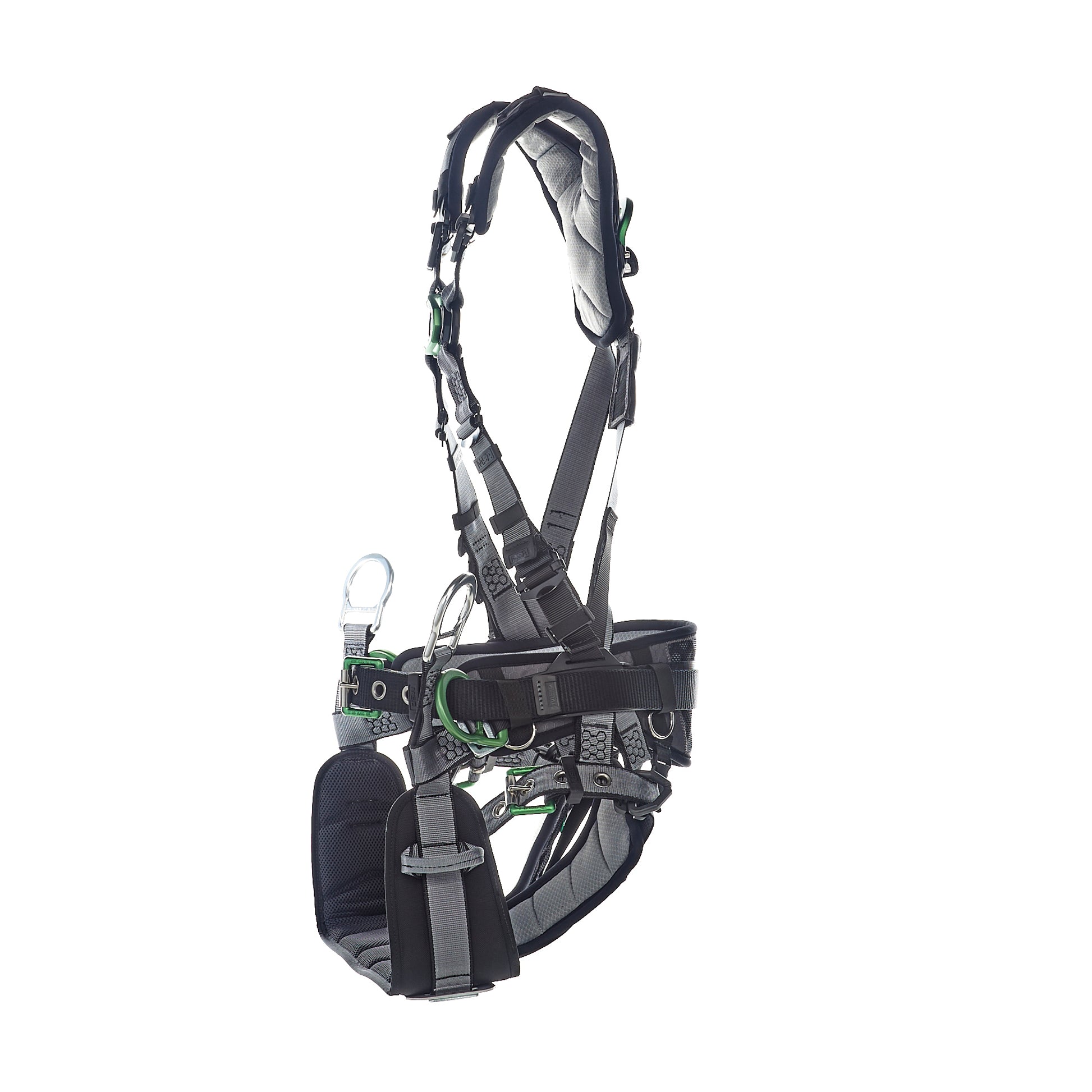 MSA V-FIT Tower Harness w/Back, Front & Side D-Rings - Tongue Buckle Leg and Belt Straps - Shoulder & Leg Padding - Extra Small - 10218041