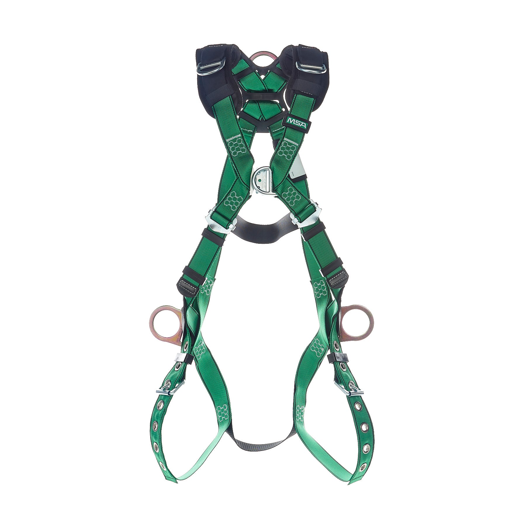 MSA V-FORM Harness w/Back, Front, Side & Shoulder D-Rings - Tongue Buckle Leg Straps Quick Connect Chest Buckle - Extra Large - 10206075