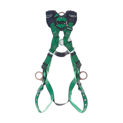 MSA V-FORM Harness w/Back, Front, Side & Shoulder D-Rings - Tongue Buckle Leg Straps Quick Connect Chest Buckle - Extra Small - 10206073