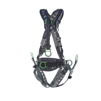 MSA V-FIT Derrick Harness w/Back, Front & Side D-Rings - Tongue Buckle Leg Straps - Shoulder Padding - Super Extra Large - 10195207