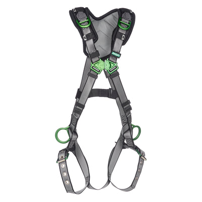 MSA V-FIT Harness w/Back, Side and Shoulder D-Rings - Tongue Buckle Leg Straps - Shoulder Padding - Super Extra Large - 10194943