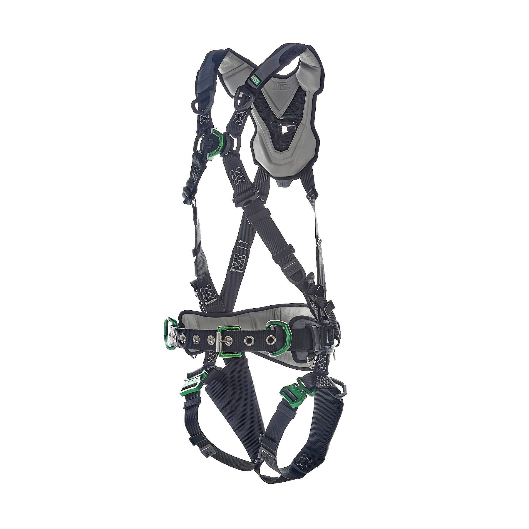 MSA V-FLEX Construction Harness w/Back, Front & Side D-Rings - Quick Connect Leg Straps - Super Extra Large - 10211345