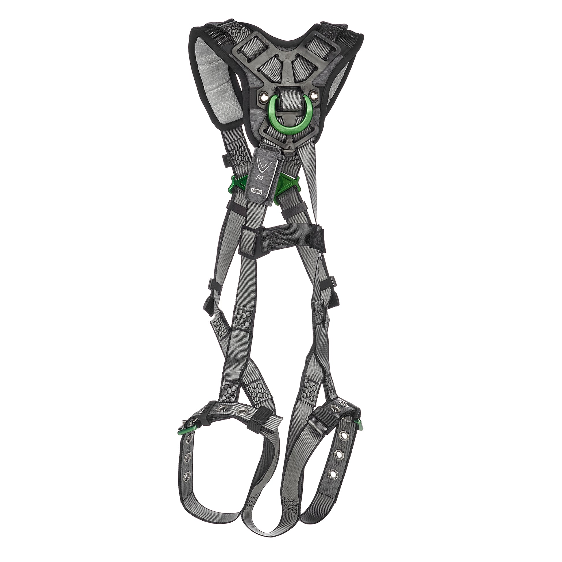 MSA V-FIT Harness w/Back & Shoulder D-Rings - Tongue Buckle Leg Straps - Shoulder Padding - Extra Small - 10194936