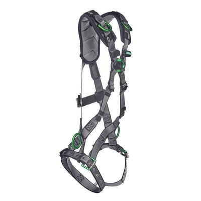 MSA V-FIT Harness w/Back, Front, Side & Shoulder D-Rings - Tongue Buckle Leg Straps - Shoulder Padding - Super Extra Large - 10194907
