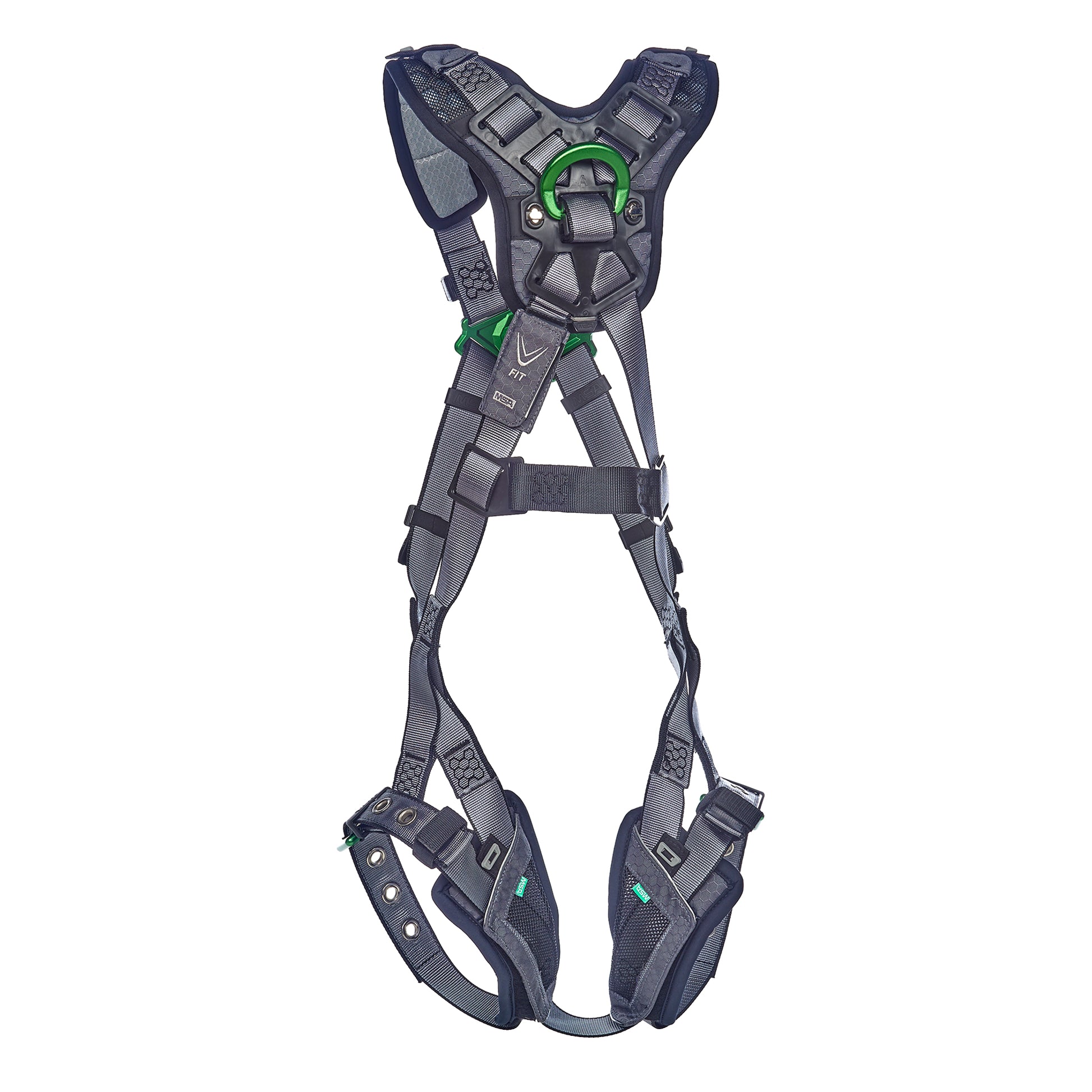 MSA V-FIT Harness w/Back & Shoulder D-Rings - Tongue Buckle Leg Straps - Shoulder & Leg Padding - Super Extra Large - 10195030