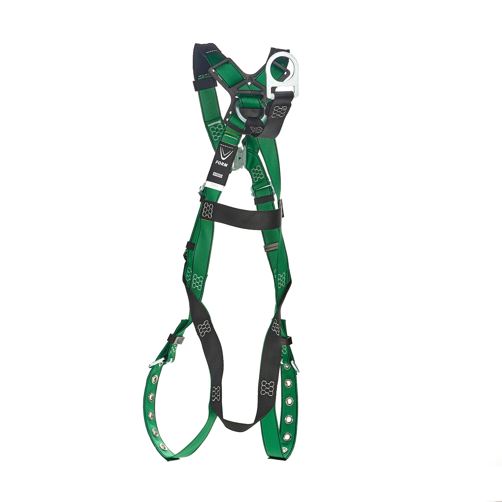 MSA V-FORM Harness w/Back D-Ring with D-Ring Extender - Tongue Buckle Leg Straps Quick Connect Chest Buckle - Extra Small - 10208274