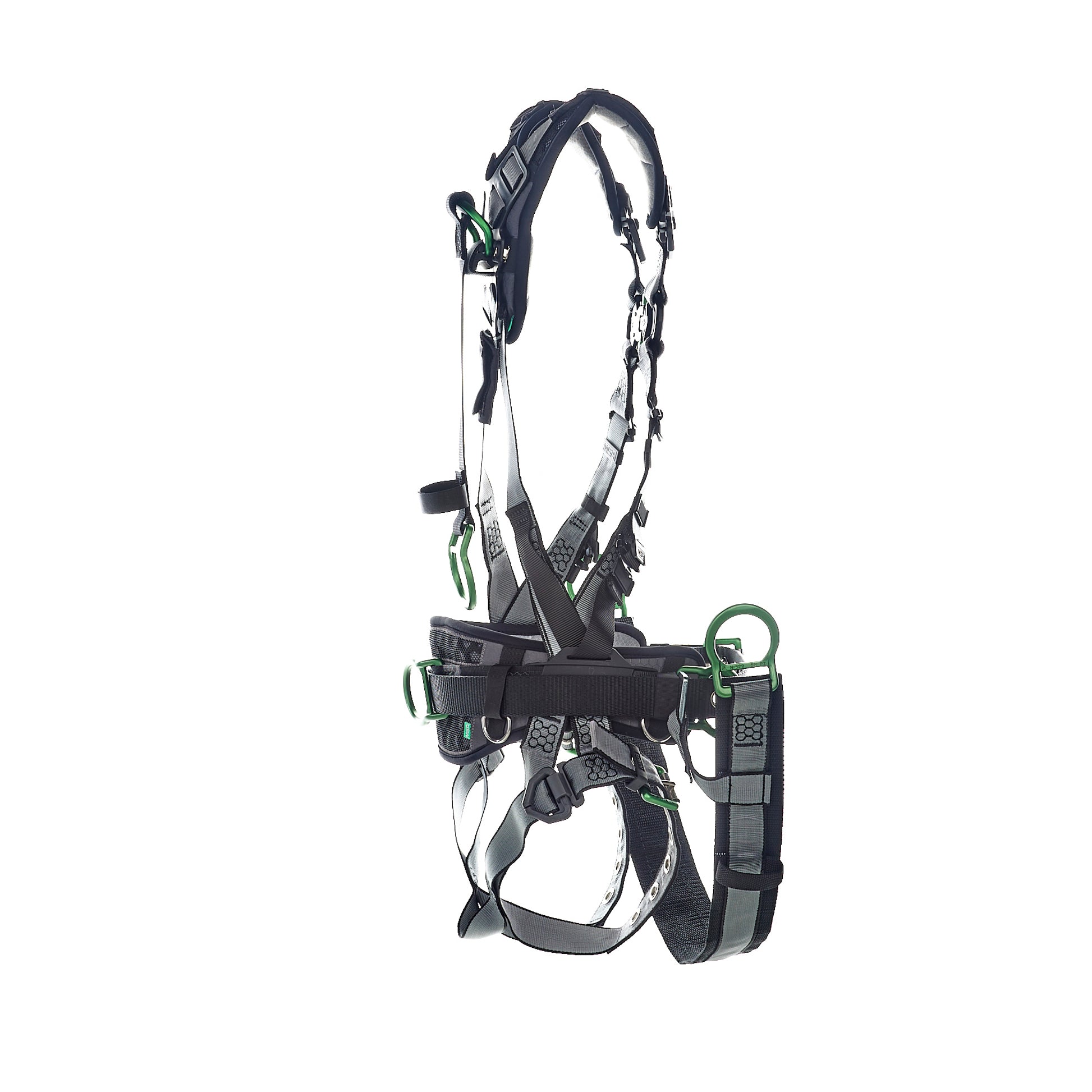 MSA V-FIT Derrick Harness w/Back, Front & Side D-Rings - Tongue Buckle Leg Straps - Shoulder Padding - Extra Large - 10195206