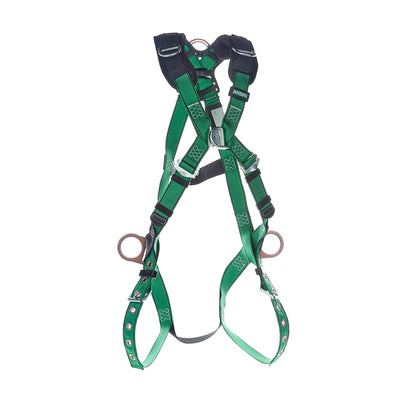 MSA V-FORM Harness w/Back, Front & Side D-Rings - Tongue Buckle Leg Straps Quick Connect Chest Buckle - Extra Small - 10206069