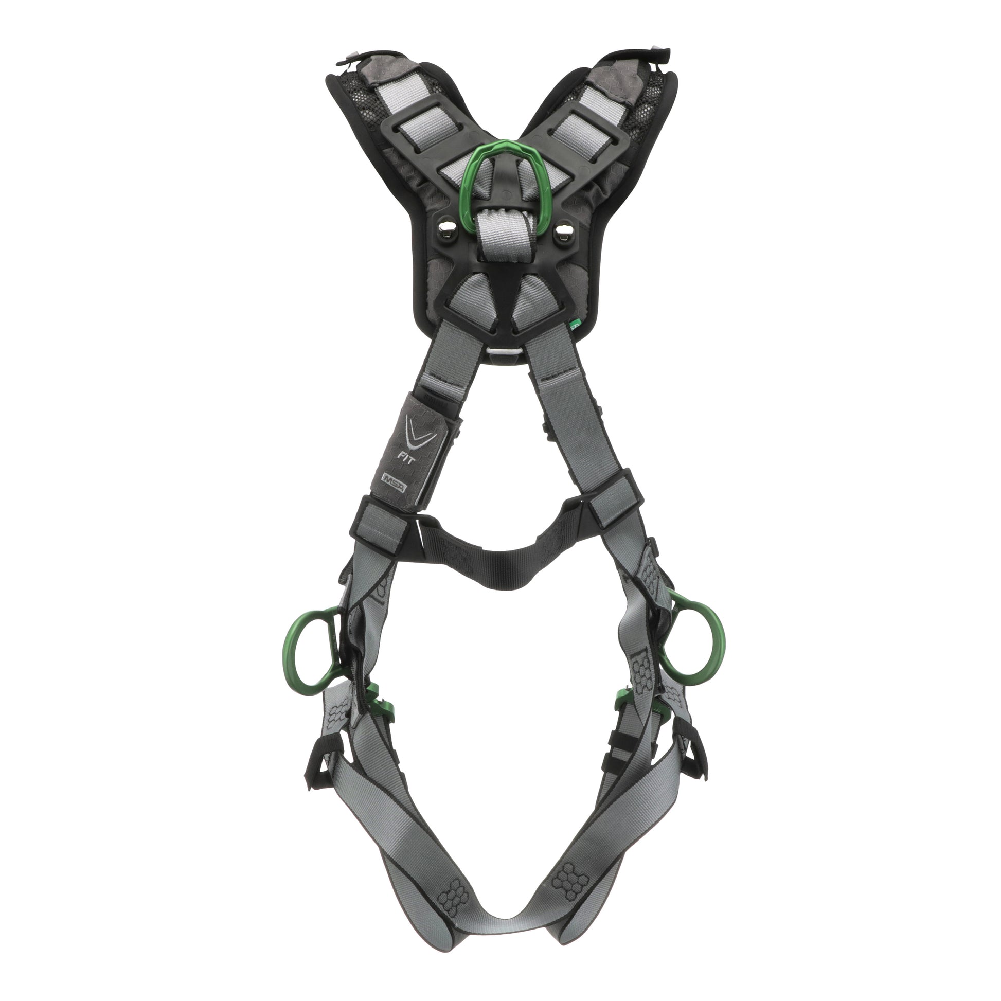MSA V-FIT Harness w/Back, Front & Side D-Rings - Quick-Connect Leg Straps - Shoulder Padding - Extra Large - 10194865