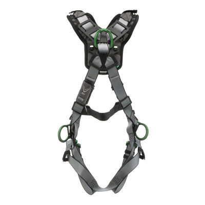 MSA V-FIT Harness w/Back, Front & Side D-Rings - Quick-Connect Leg Straps - Shoulder Padding - Extra Large - 10194865