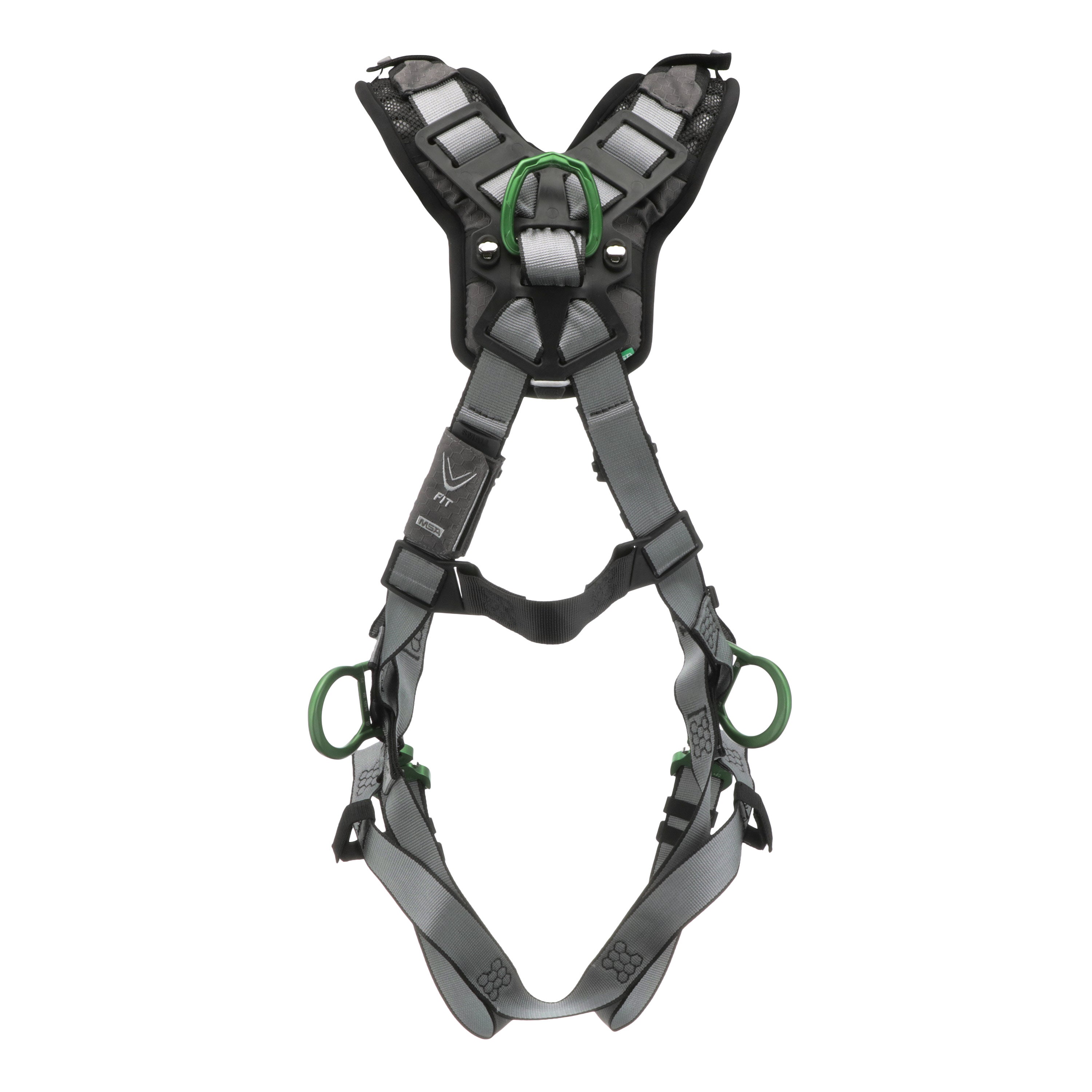 MSA V-FIT Harness w/Back, Front & Side D-Rings - Quick-Connect Leg Straps - Shoulder Padding - Standard - 10194864