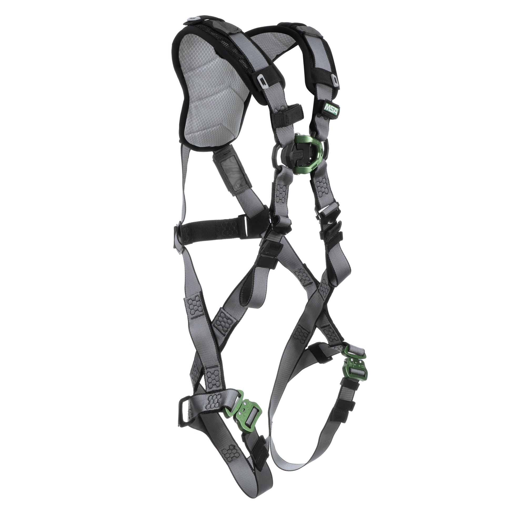 MSA V-FIT Harness w/Back & Front D-Rings - Quick-Connect Leg Straps - Shoulder Padding - Super Extra Large - 10194862