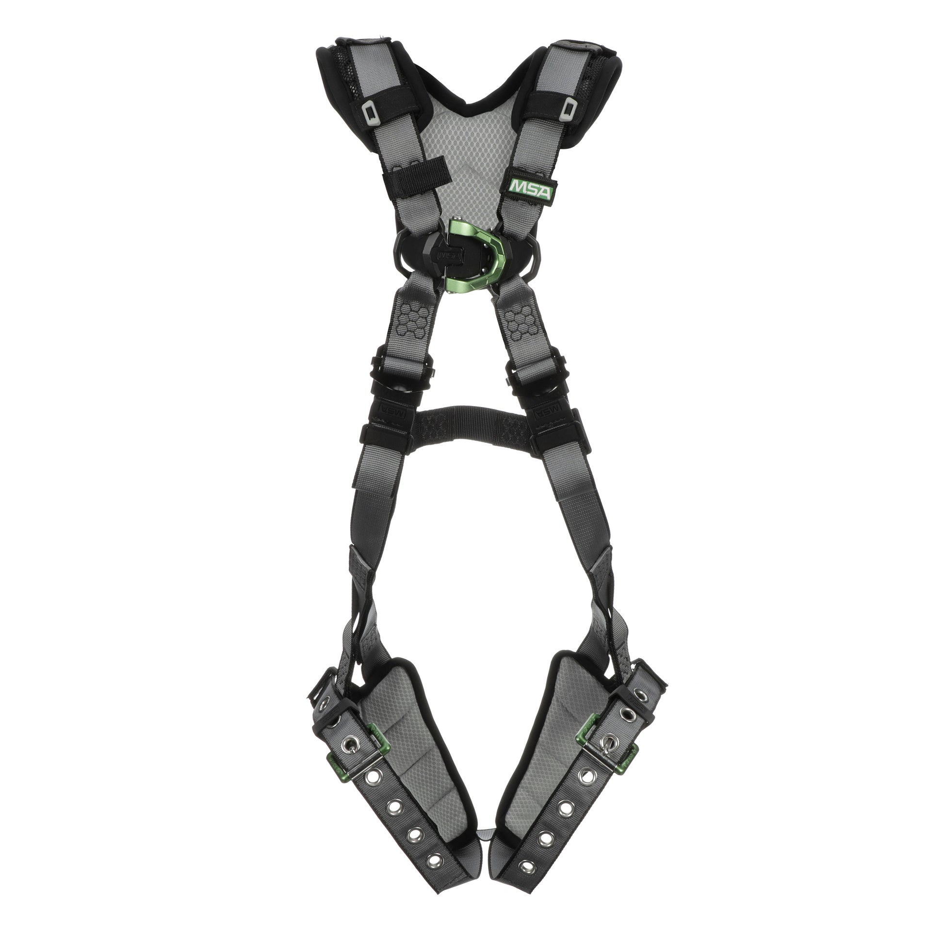 MSA V-FIT Harness w/Back & Front D-Rings - Tongue Buckle Leg Straps - Shoulder Padding - Super Extra Large - 10194895