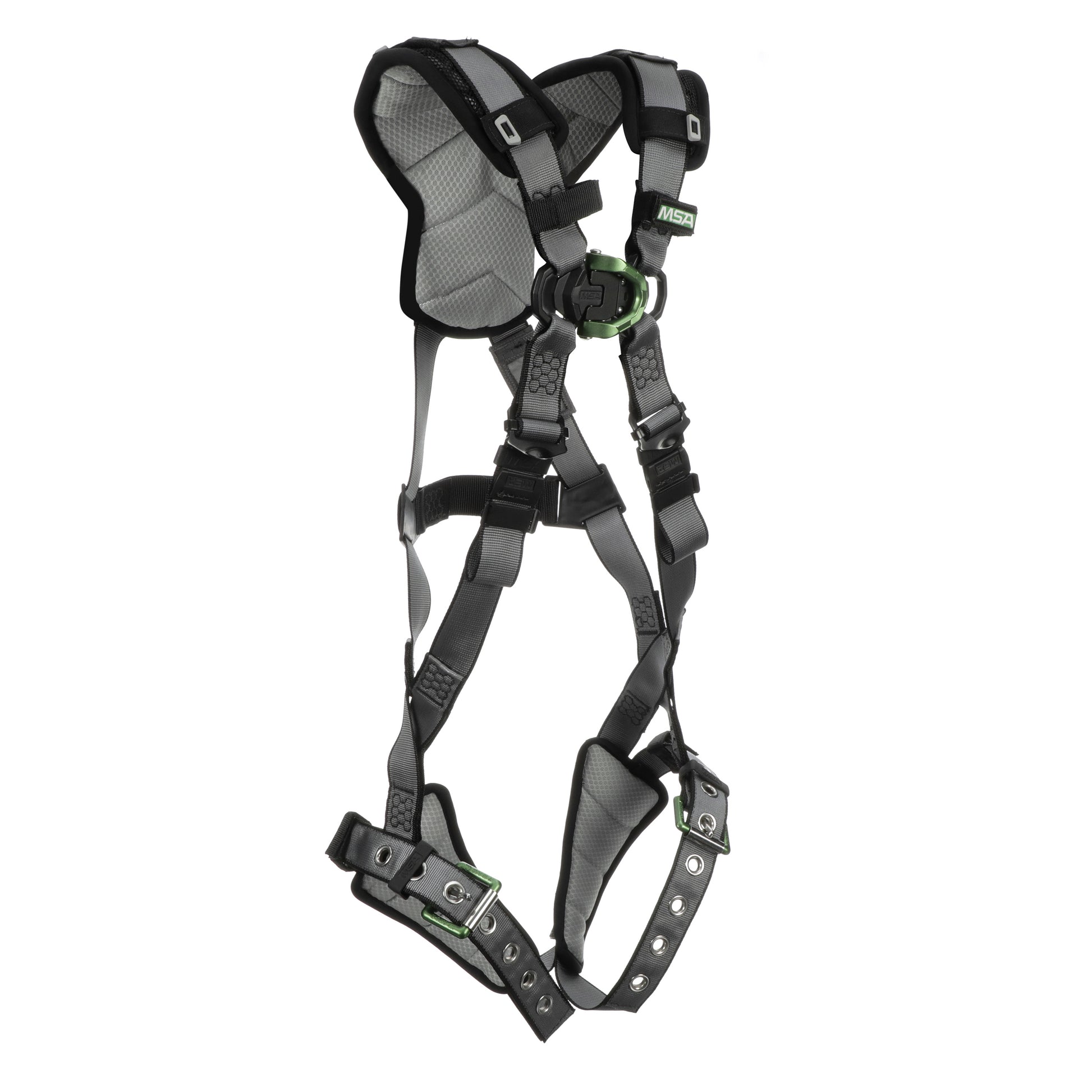 MSA V-FIT Harness w/Back & Front D-Rings - Tongue Buckle Leg Straps - Shoulder Padding - Super Extra Large - 10194895
