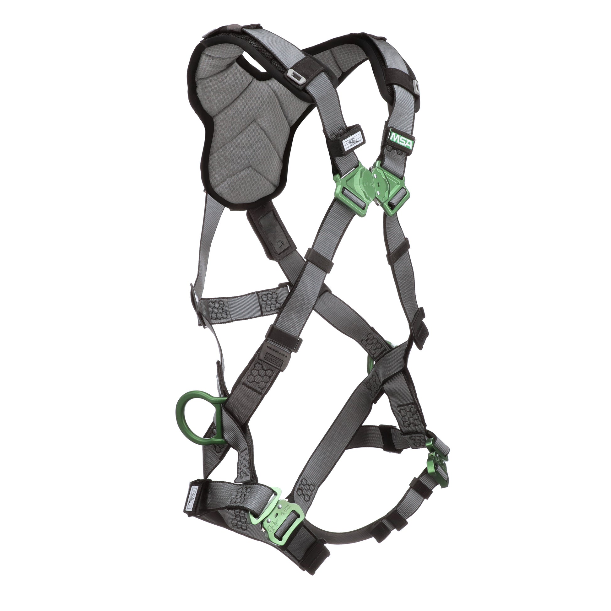 MSA V-FIT Harness w/Back & Side D-Rings - Quick-Connect Leg Straps - Shoulder Padding - Super Extra Large - 10194875