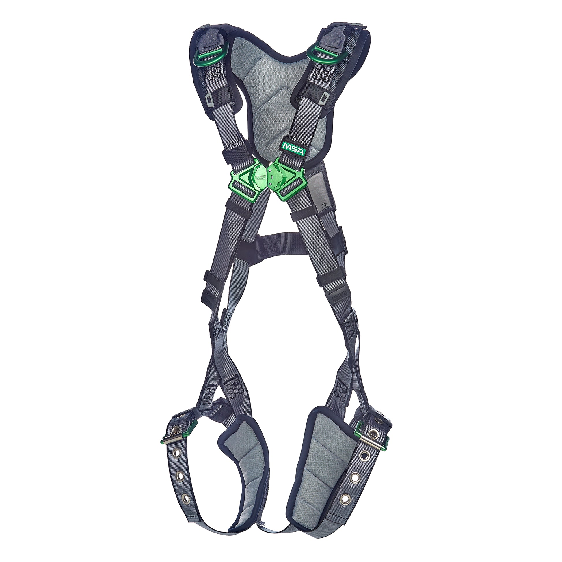 MSA V-FIT Harness w/Back & Shoulder D-Rings - Tongue Buckle Leg Straps - Shoulder & Leg Padding - Super Extra Large - 10195030