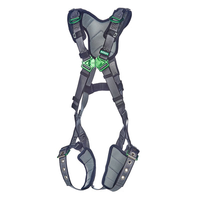 MSA V-FIT Harness w/Back & Shoulder D-Rings - Tongue Buckle Leg Straps - Shoulder & Leg Padding - Super Extra Large - 10195030