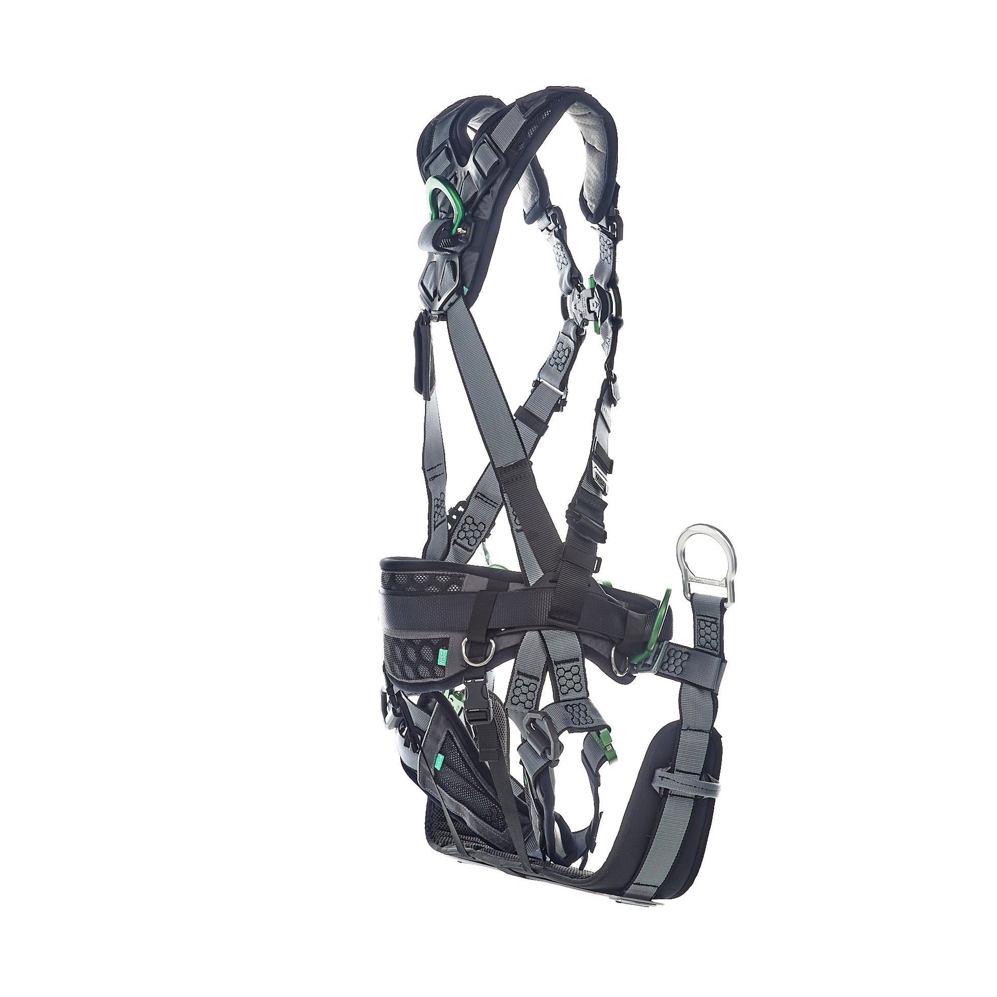 MSA V-FIT Tower Harness w/Back, Front & Side D-Rings - Quick-Connect Leg and Belt Straps - Shoulder & Leg Padding - Standard - 10218048