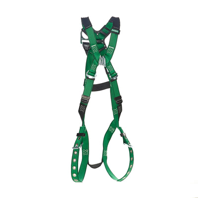 MSA V-FORM Harness w/Back D-Ring with D-Ring Extender - Tongue Buckle Leg Straps Quick Connect Chest Buckle - Extra Small - 10208274
