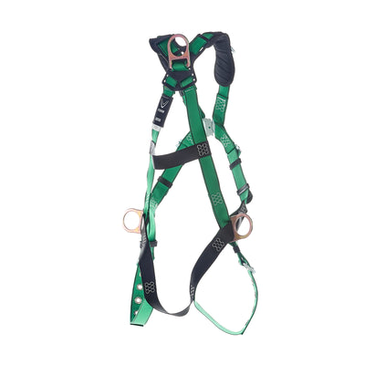 MSA V-FORM Harness w/Back, Front & Side D-Rings - Tongue Buckle Leg Straps Quick Connect Chest Buckle - Extra Large - 10206071